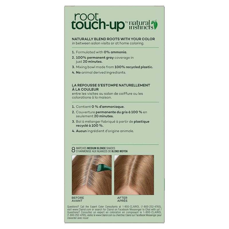 Clairol Root Touch-Up Permanent Hair Dye - 8 Medium Blonde | 100% Gray Coverage, Vegan & Ammonia-Free