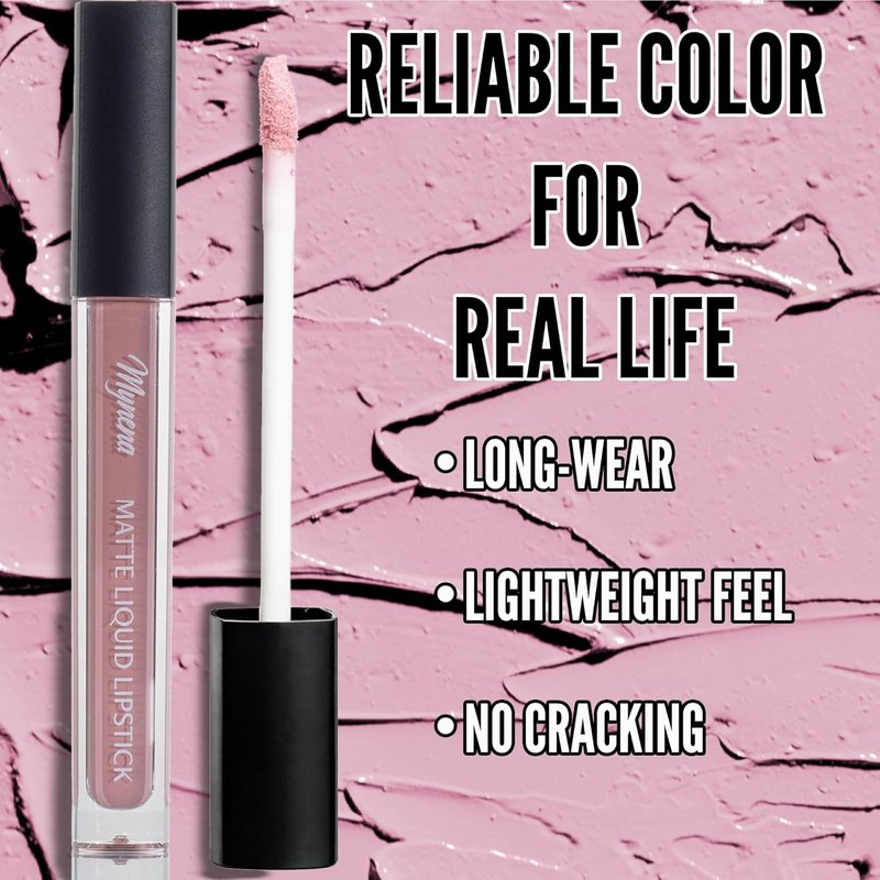 Clara Mynena Soft Pastel Pink Matte Liquid Lipstick - Long-Lasting, Waterproof, No Smudge Formula | All-Day Comfort