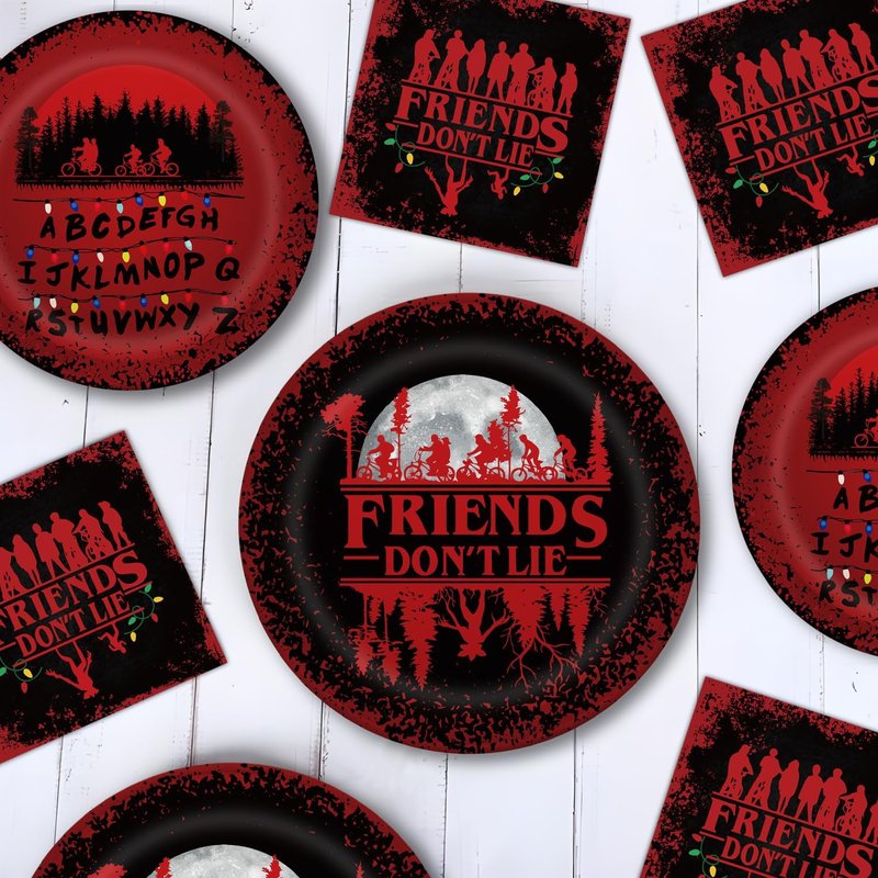 Red & Black Birthday Party Decorations Set | 20 Paper Plates, 20 Napkins & Waterproof Tablecloth by [Brand Name]