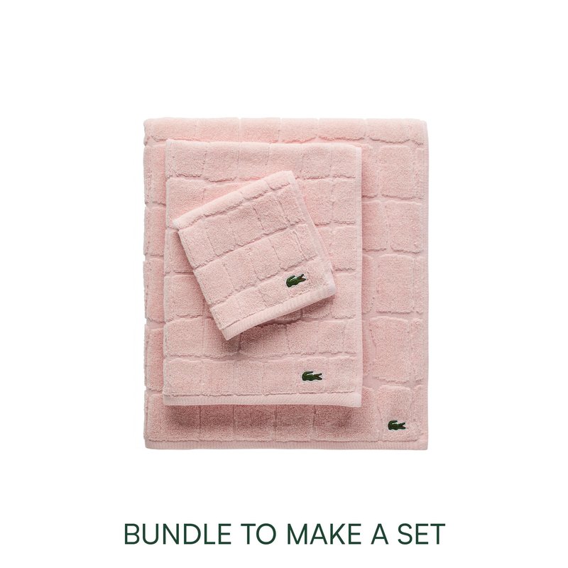 Lacoste Croc Scale 100% Cotton Bath Towel – Highly Absorbent, Ultra Soft & Quick Drying Luxury Jacquard Towel with Embroidered Crocodile, Premium Bathroom Essential, Light Pink, 13" x 13"