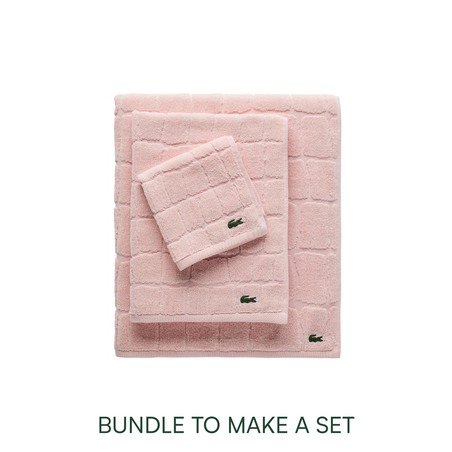 Lacoste Croc Scale 100% Cotton Bath Towel – Highly Absorbent, Ultra Soft & Quick Drying Luxury Jacquard Towel with Embroidered Crocodile, Premium Bathroom Essential, Light Pink, 16" x 30"