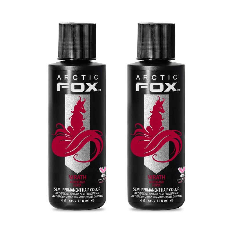 Arctic Fox Semi-Permanent Hair Dye - Vegan & Cruelty-Free Conditioning in Vibrant Red WRATH | 4 Fl Oz (Pack of 2)