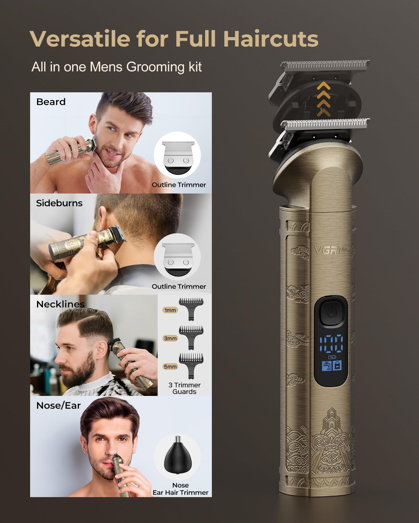 VGRPRO Hair Clippers for Men Professional, Cordless Hair Clippers for Hair Cutting, Mens Clippers and Trimmers Set, Electric Hair Trimmer for Men with Package Case