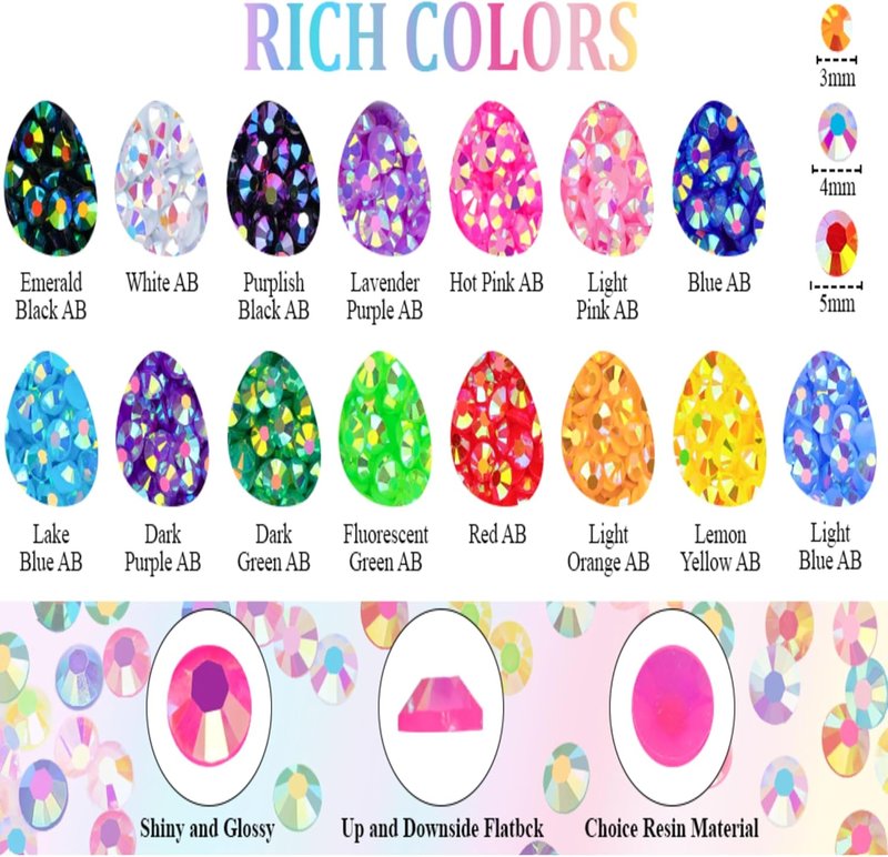 Skiennix 3mm Flatback Resin Jelly Rhinestones - 32,000 Pieces with B7000 Glue for Crafting & Nail Art