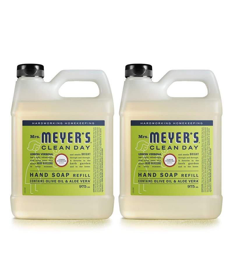 MRS. MEYER'S CLEAN DAY Hand Soap Refill, Made with Essential Oils, Lemon Verbena, 33 Fl. Oz - Pack Of 2