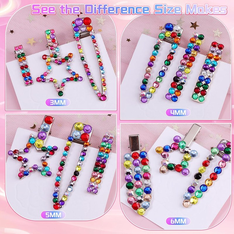 Skiennix 3600 Pcs 6mm Resin Rhinestones - Pink, Red & Black Flatback Gems for DIY Crafting & Bedazzling