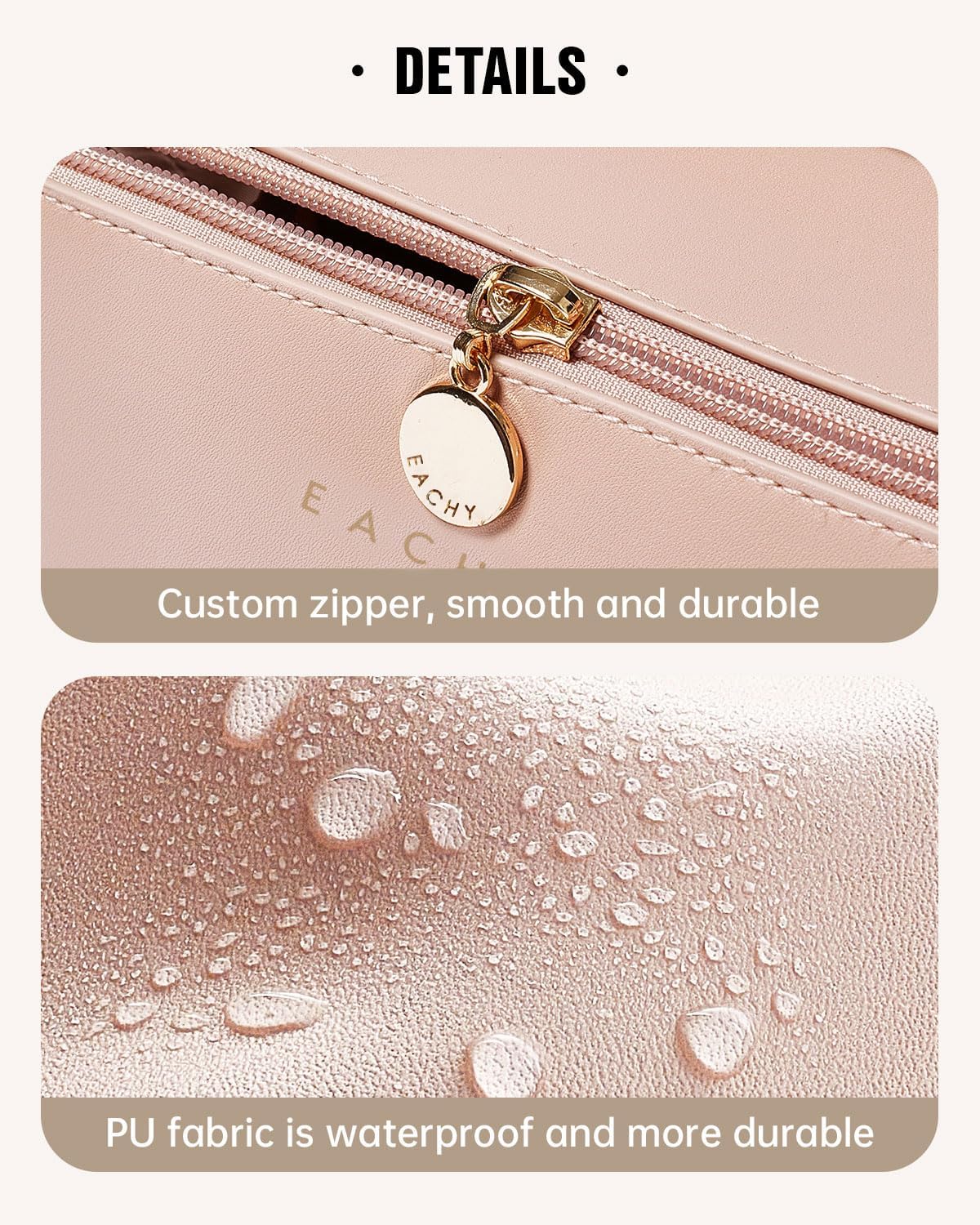 Travel Makeup Bag - Large Capacity Waterproof PU Leather | Portable Toiletry Organizer for Skincare & Brushes