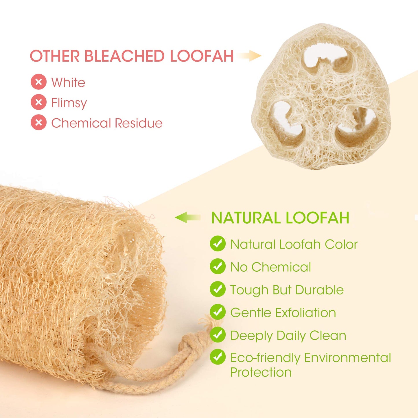 YEMTAL Natural Loofah Sponges Organic Luffa Bath Shower Sponge Exfoliating Body Back Scrubber for Men Women Adults SPA Beauty Bathing Daily Care - 4 PCS