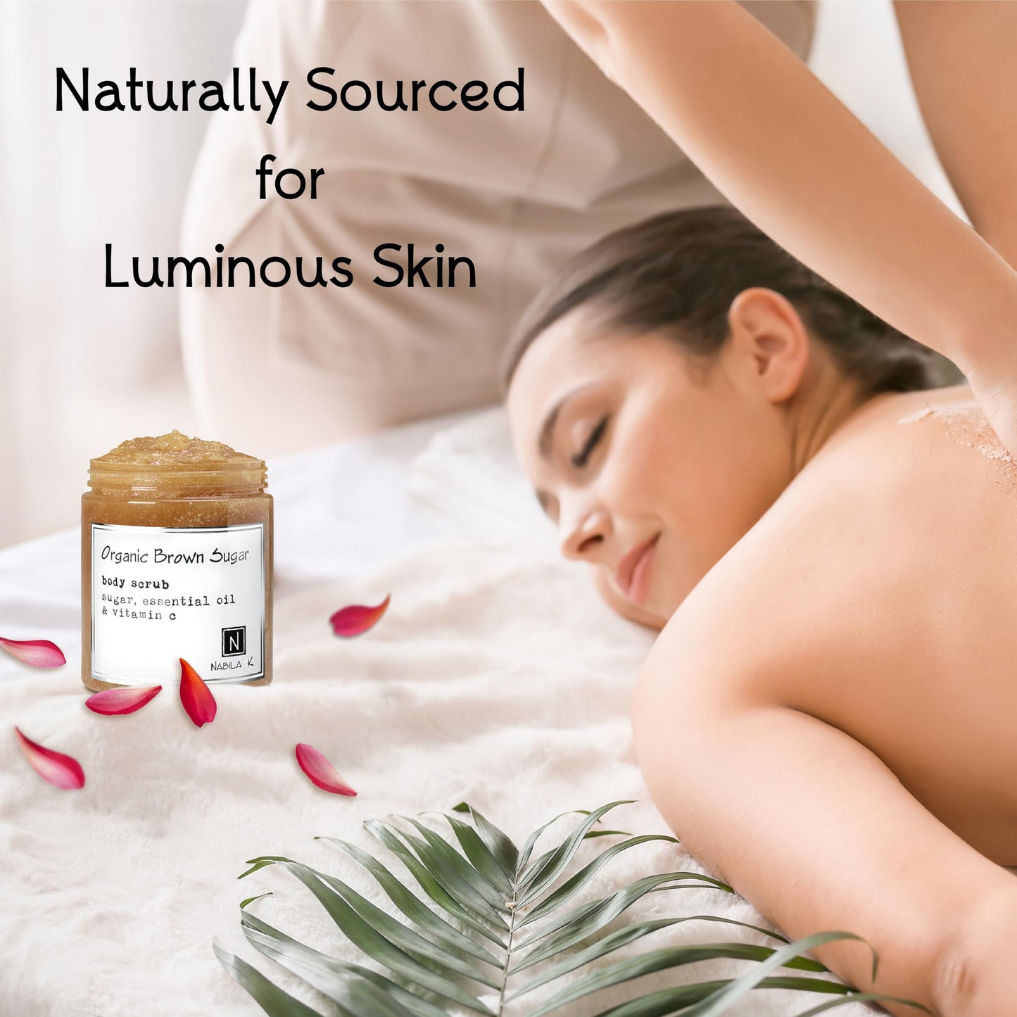 Nabila K Organic Brown Sugar Body Scrub for Women & Men | Sulfate-Free, Cruelty-Free, Natural Exfoliant with Vitamin C | Cane Sugar and Shea Butter | 3 oz