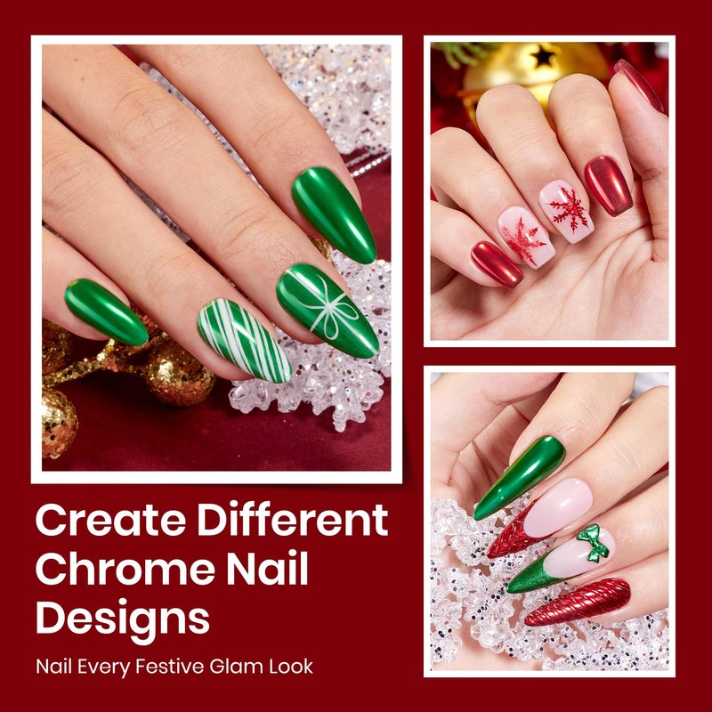 Beetles Gel Top Coat for Chrome Nail Powder, 15ml Chrome Top Coat,15ml Matte Top Coat with Red Green Mirror Chrome Powder Shiny Gloss No Wipe Long Lasting Soak Off Nail Lamp for Nails Art