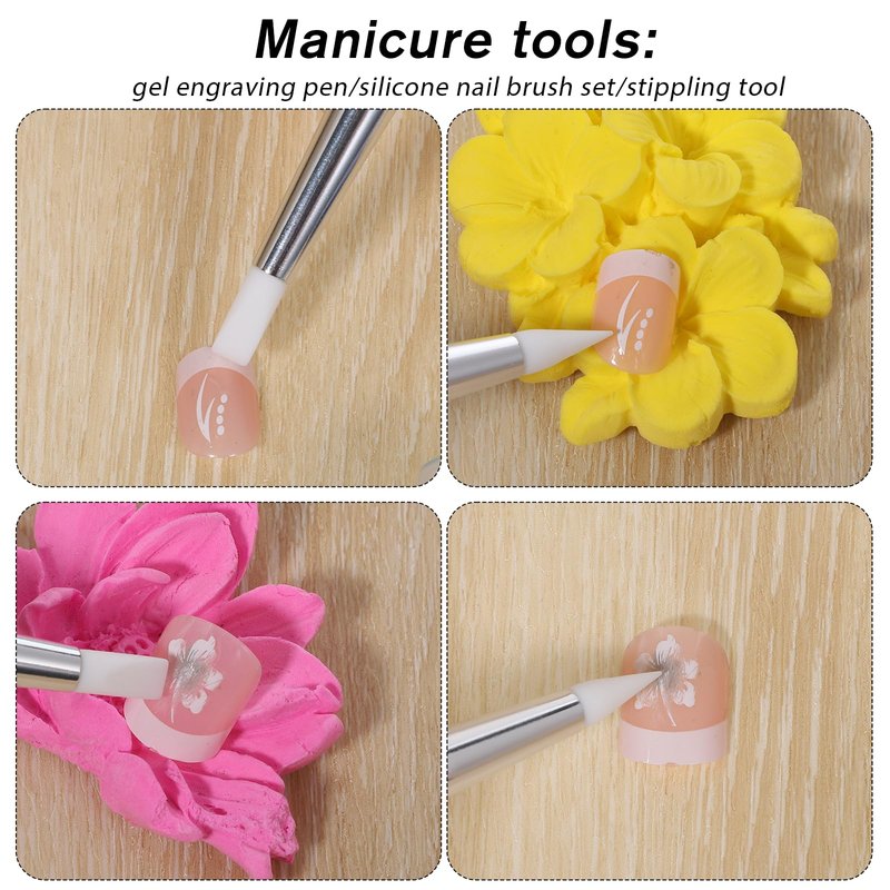 5 Pcs Nail Art Dotting Tools Dual-Ended Nail-Art Sculpture Pen Dotting Tools Dual-Head Resin Nails-Art-Tools Silicone Nail Polish Brushes Modeling Painting Tool DIY Arts (Black)