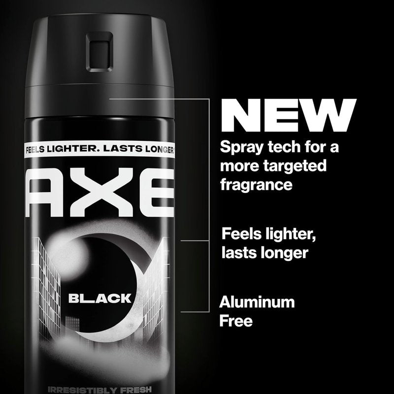 Axe Body Spray - Black 48-Hour Fresh Scent | Aluminum-Free, 2.9 oz (4 Pack)