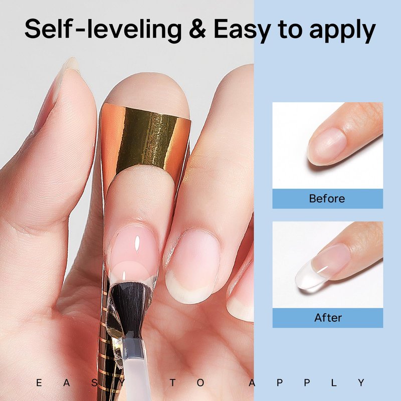 MIZHSE Builder Gel for Nails, 8-in-1 Clear Hard Builder Nail Gel Strengthener Gel Thickening Extension Rhinestone Glue in a Bottle for Nail Salon LED & U V Lamp Needed 16mL