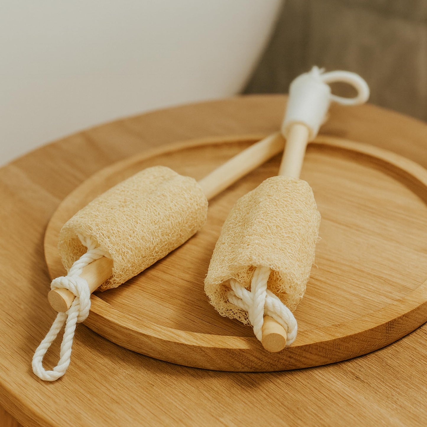 Natural Loofah Back Scrubber with Long Handle 2 Pcs – Natural Loofah Sponge & Brush for Men Women – Loofah with Handle for Bath & Shower, Exfoliating Back Loofa