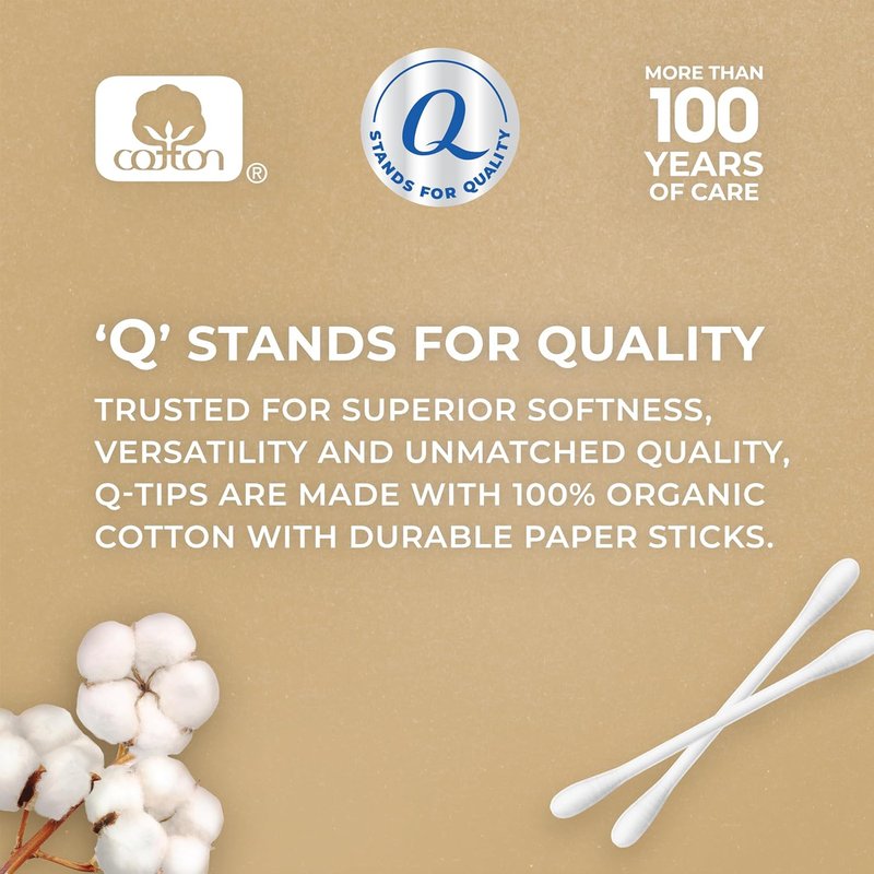 Q-tips Organic Cotton Swabs - Ultimate Home & Beauty Tool | 400 Count (4 Pack) - 1600 Total Swabs