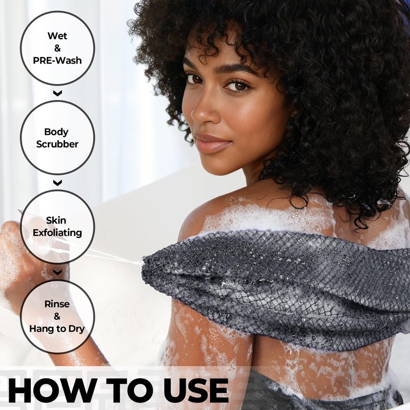 African Net Sponge Authentic - 2 Pieces Exfoliating Body Scrubber Bath Sponge York&Slate - Back Scrubber Washcloth for Shower - Real African Scrub Exfoliator Body Care Bathing Accessorie