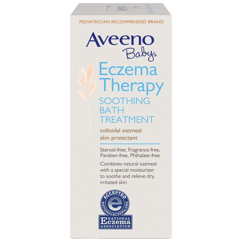 Aveeno Baby Eczema Therapy Soothing Bath Treatment for Relief of Dry, Itchy & Irritated Skin, Made with Natural Colloidal Oatmeal, Fragrance-, Paraben-, Steroid- & Tear-Free, 5 ct
