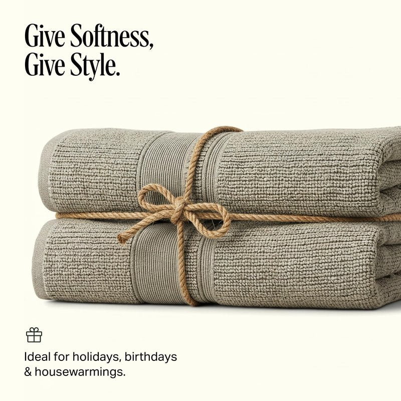 Preston Lane Douro Bath Towel Set – 2 Pack Luxury Cotton Towels, Ultra Soft & Absorbent, Quick-Dry Spa-Quality Bathroom Towels, Made in Portugal, Eucalyptus 54.25 x 26.5