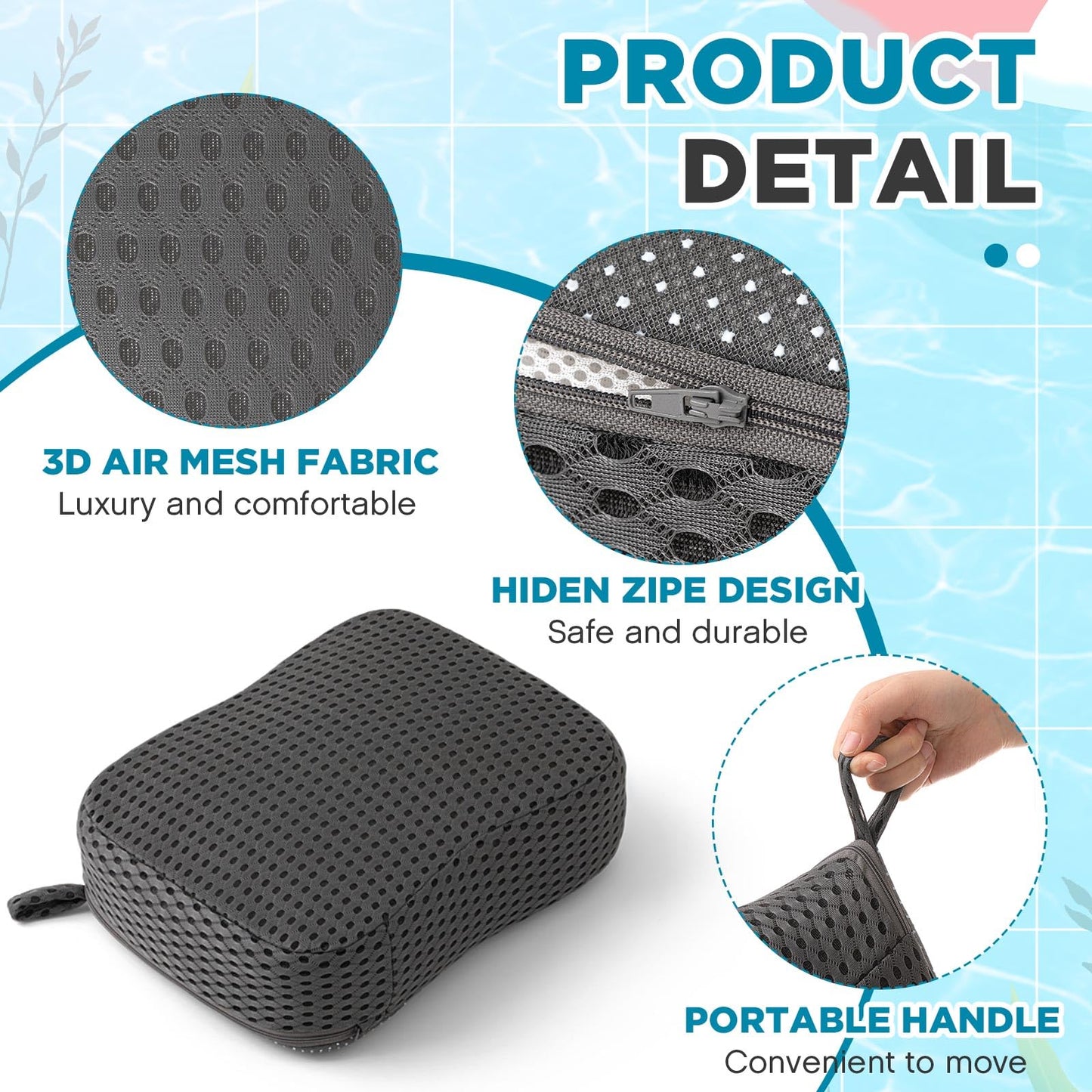 Suzile 2 Pcs Hot Tub Booster Seat Weighted Spa Bathtub Booster Seat Quick Dry with Micro Dot Non Slip Bottom Portable Cushion with 3D Air Mesh Cover Tub Accessory for Indoor Outdoor