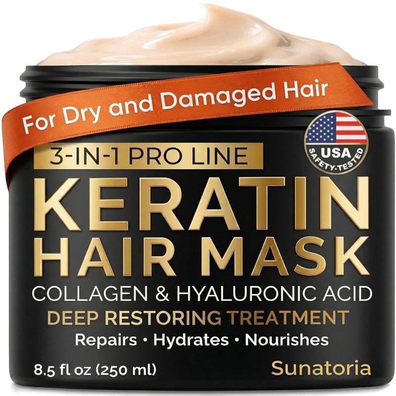 Keratin Hair Mask - Deep Repair for Dry, Damaged Hair | Hydrolyzed Keratin, Argan Oil, 8.5 fl oz