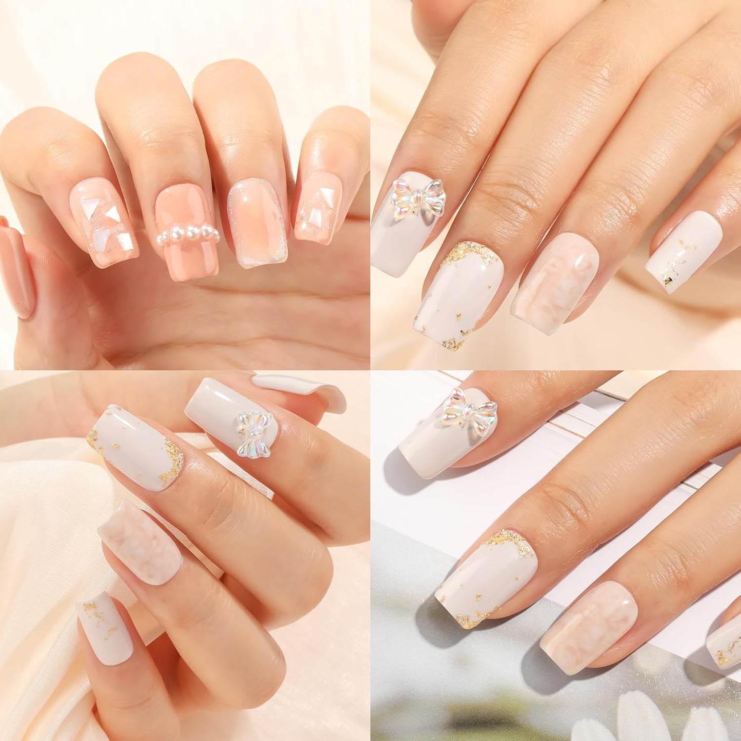 UNA GELLA Short Square Nail Tips - 216pcs Full Cover Clear Press-On Nails | 12 Sizes for DIY Nail Art