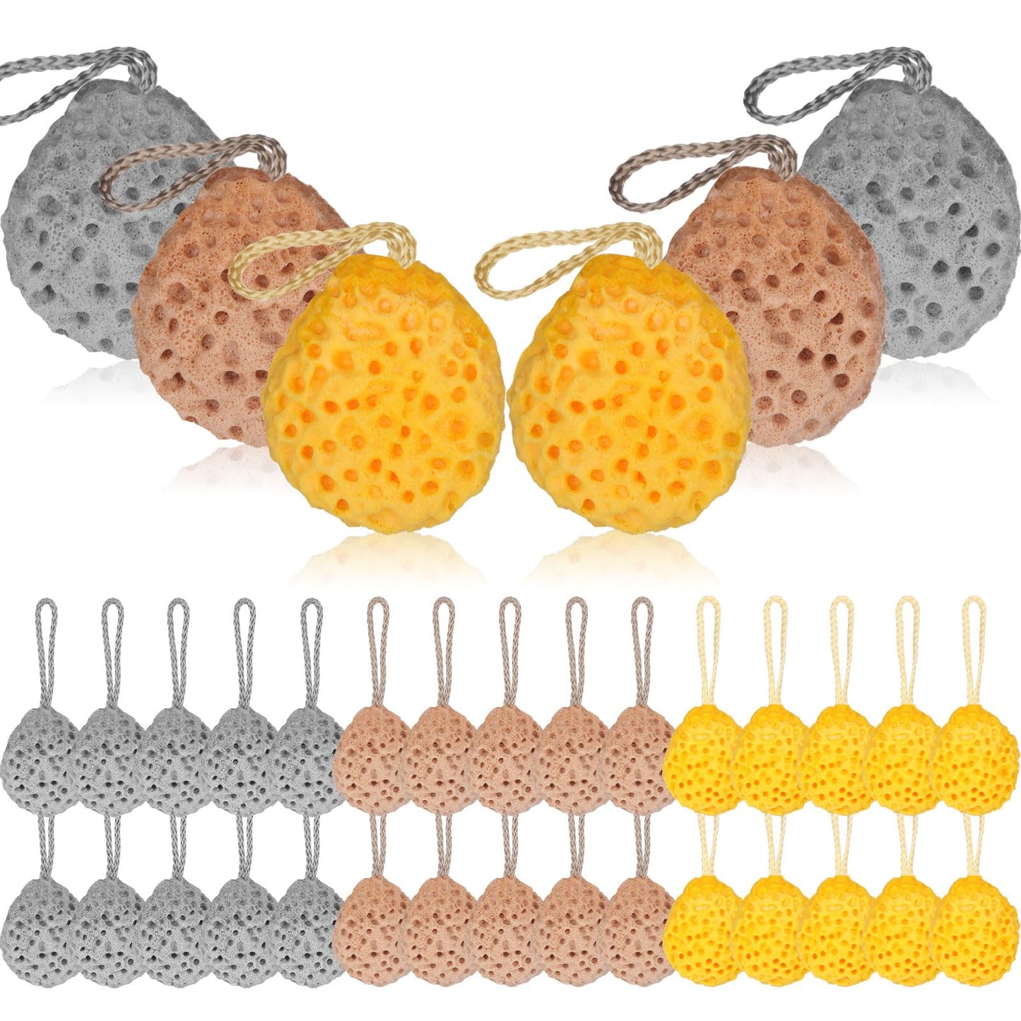 FoldTier 36 Pcs Bath Sponge Deep Cleansing Body Loofah Gentle and Deep Exfoliating Body Scrubber Bath Accessories Men Women Baby Sponge for Bathing Shower (Classic Color)