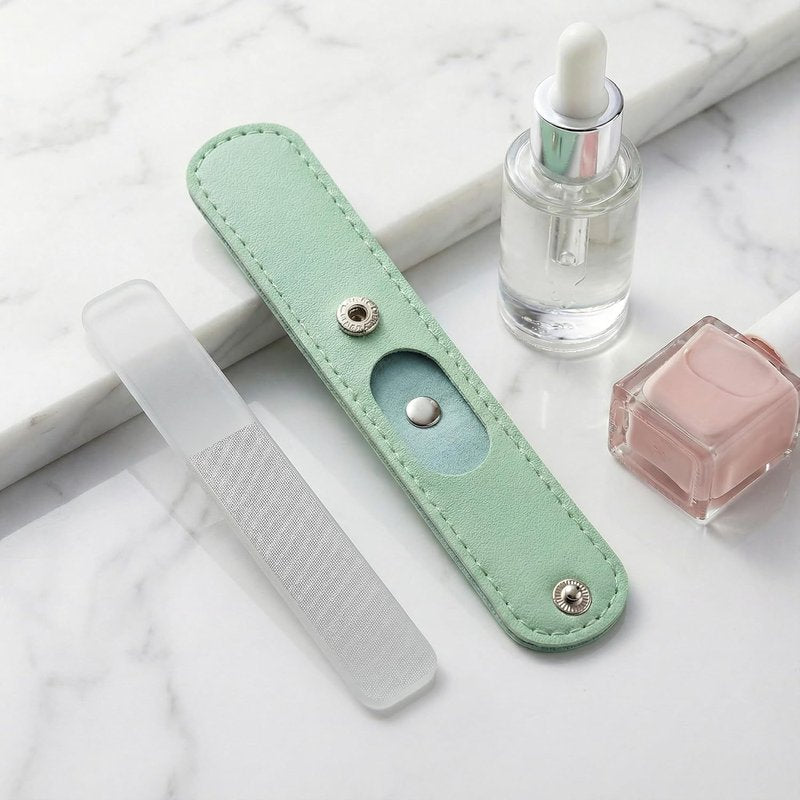 Plman Glass Nail Files Set - 3PCS Coarse & Fine Nail Files with Cases for Natural Nails | Perfect for Manicure Salon