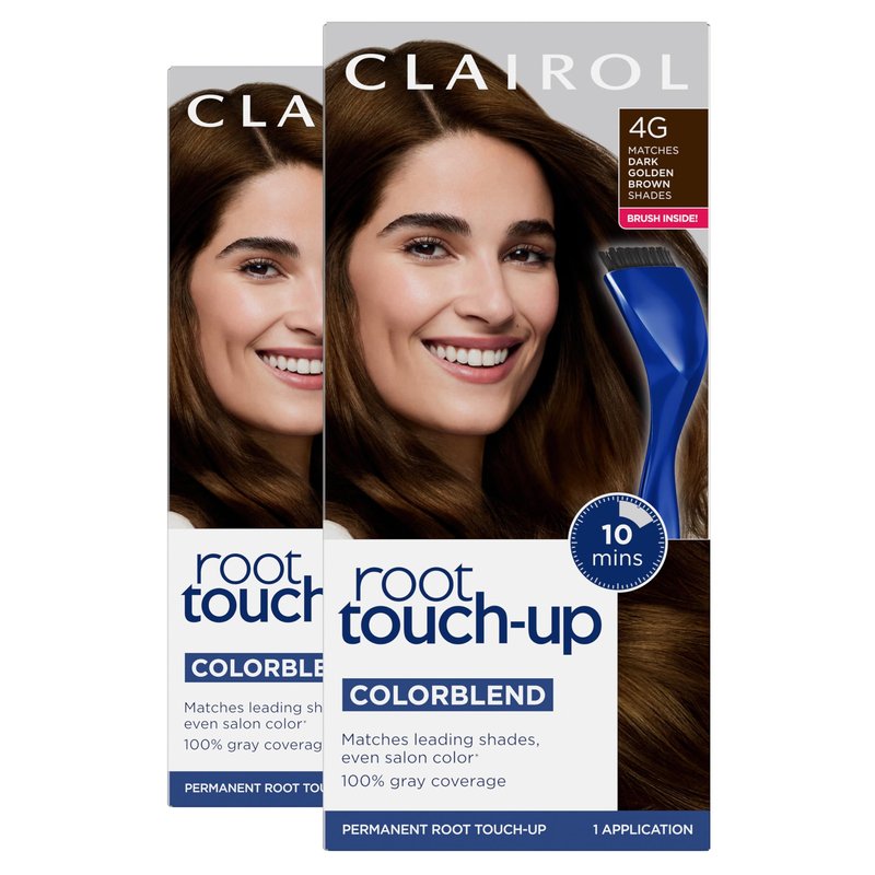 Clairol Root Touch-Up by Nice'n Easy Permanent Hair Dye, 4G Dark Golden Brown Hair Color | 100% Gray Coverage | Easy Brush Application | Matches Professional Salon Shades | Pack of 2