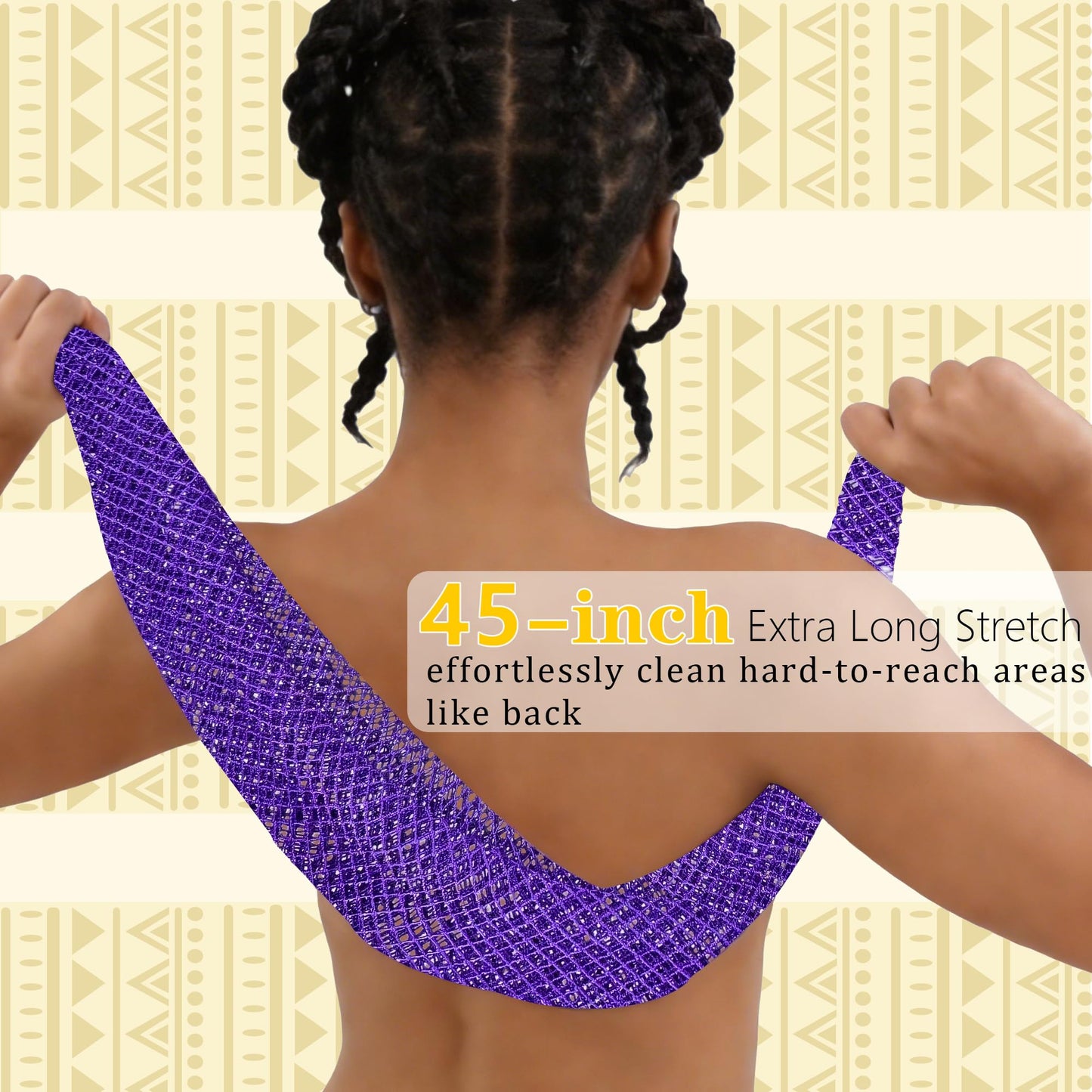 PeaKalo 2Pcs African Net Sponge Authentic, Gentle Cleansing African Exfoliating Net Sponge Shower Loofah Sponge for All Skin Types, Back Scrubber for Shower Body Scrubber (Purple & Rose Pink)