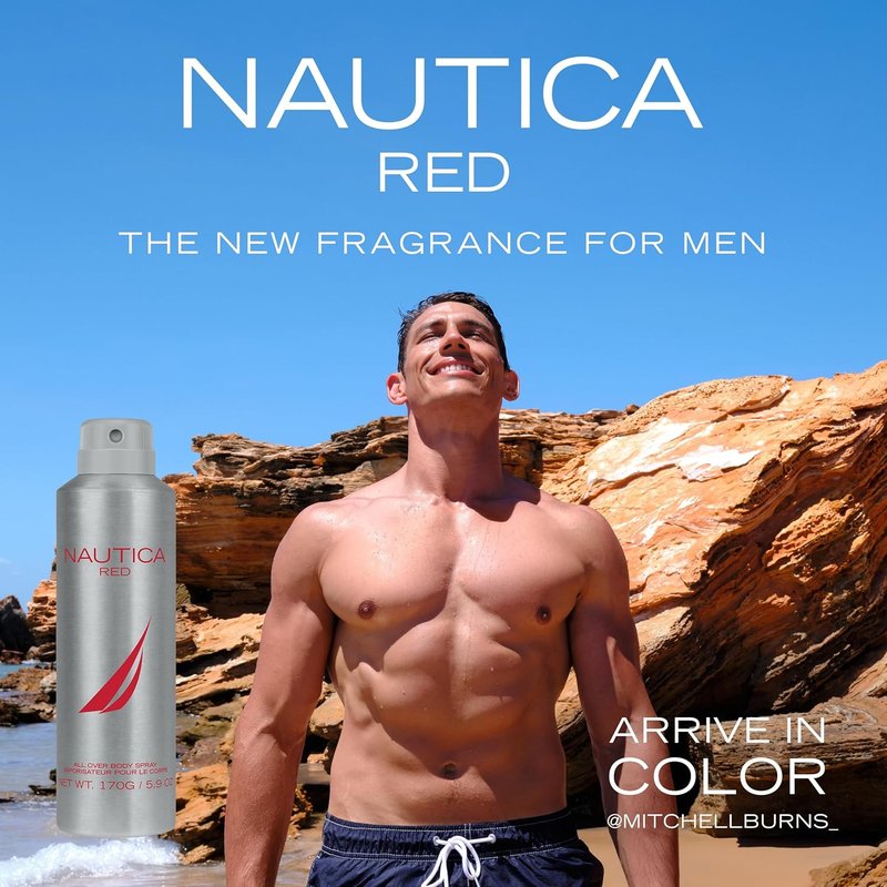 Nautica Deodorizing Body Spray for Men - Aromatic Fougere Fragrance with Black Pepper & Lavender | 6.0oz