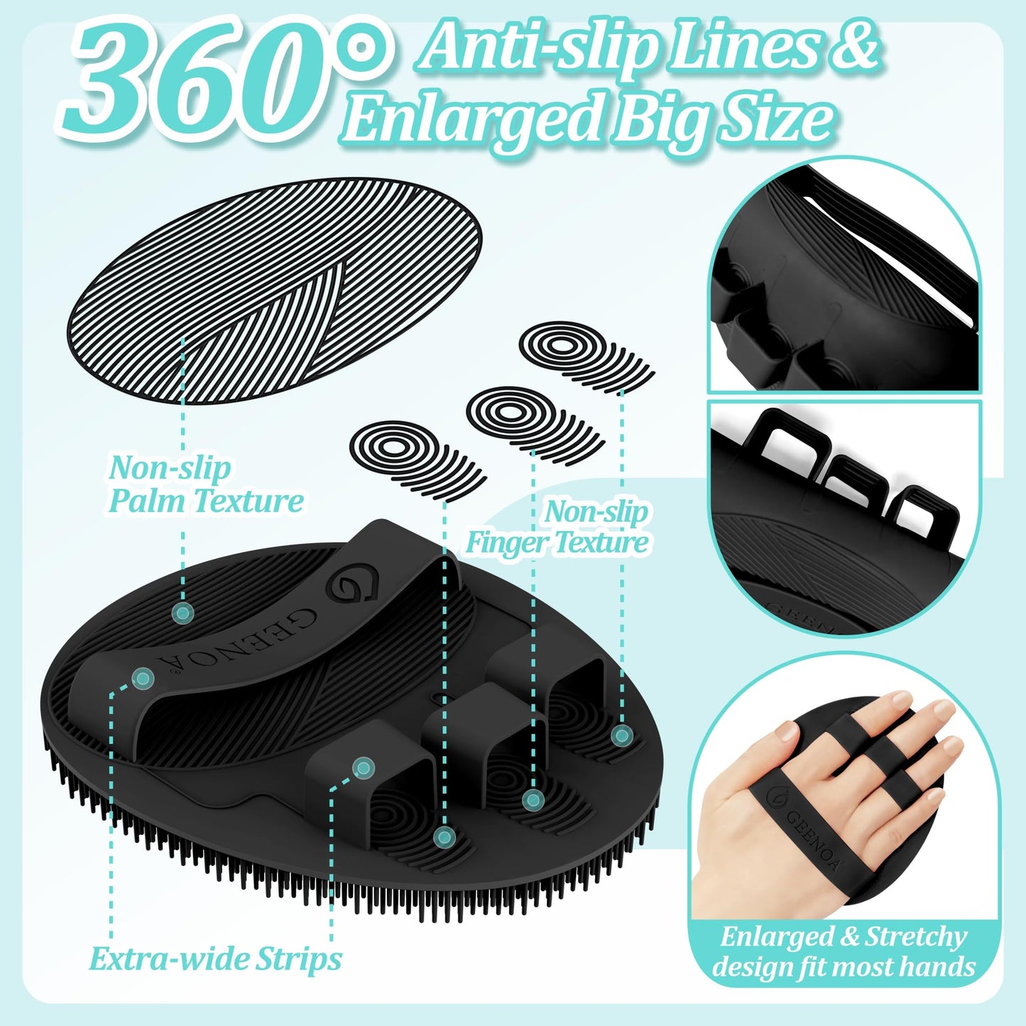 GEENOA Silicone Face/Body/Back Scrubber Set, 15.35’’ Soft Back Scrubber for Shower with Dual-Side Brush Head, Silicone Body Scrubber Facial Scrubber with Dense Bristles and Non-Slip Handle(Pink-3PCS)