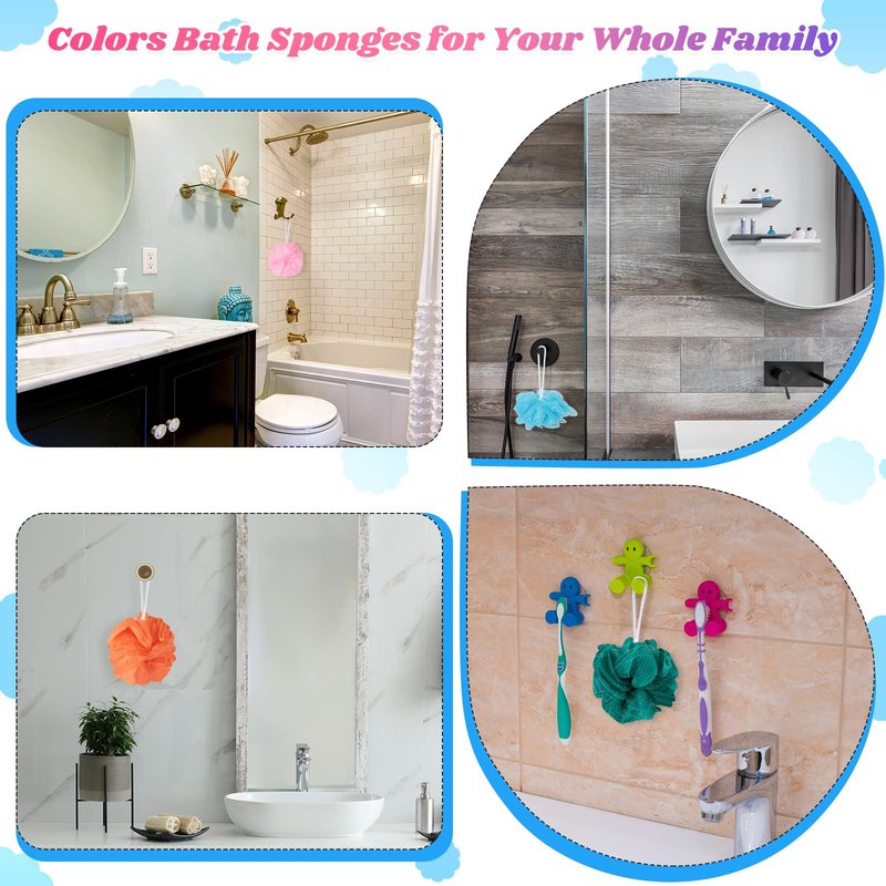 Chengu 20 Pack Mini Loofah Bath Sponge 20g Portable Travel Size Shower Sponge with Hanging Loop 4 Inch Bulk Mesh Puff for Kids Men Women Exfoliating Scrubber Pouf