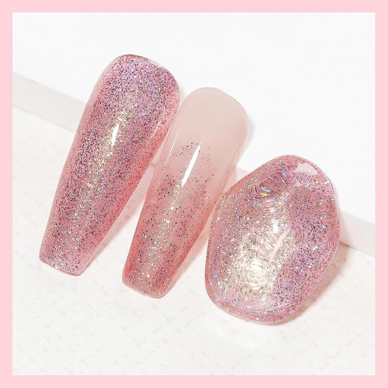 MIZHSE Quick Dry Glitter Pink Nail Polish - Non-Gel, Fast Air Drying, 15ml Full Coverage Shine