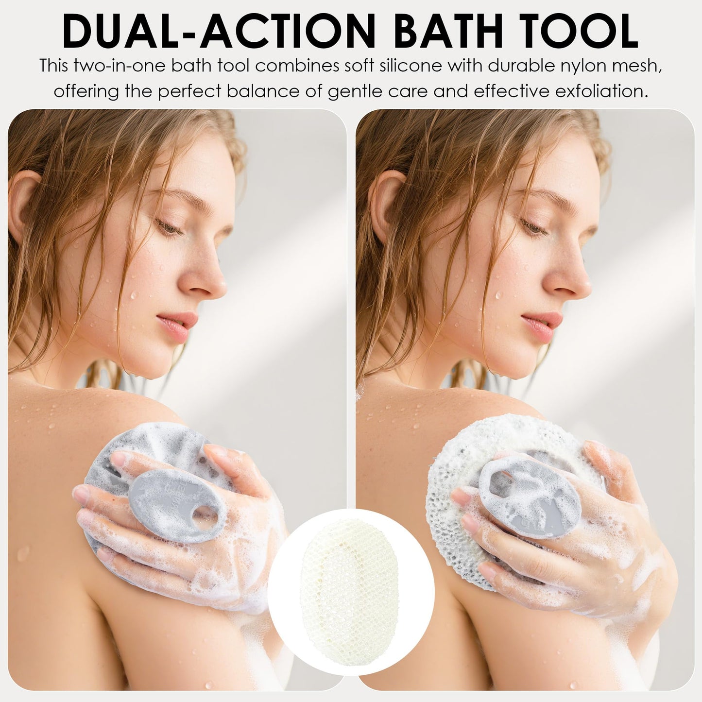 INNERNEED Bath Loofah Shower Sponge Mesh Case Exfoliating Net Washcloth Body Scruuber, for Women and Men (Gray)