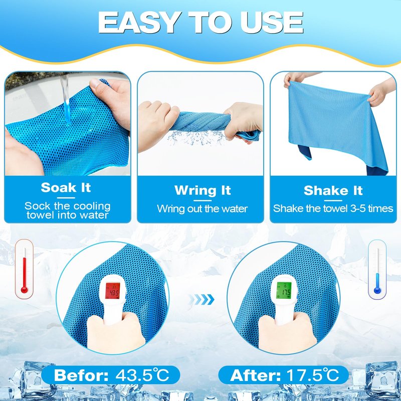 MENOLY 50 Pack Cooling Towels, Cooling Towels for Neck and Face, Sweat Microfiber Towel Soft Breathable Towel for Gym, Yoga, Camping, Running, Fitness, Workout & More Activities