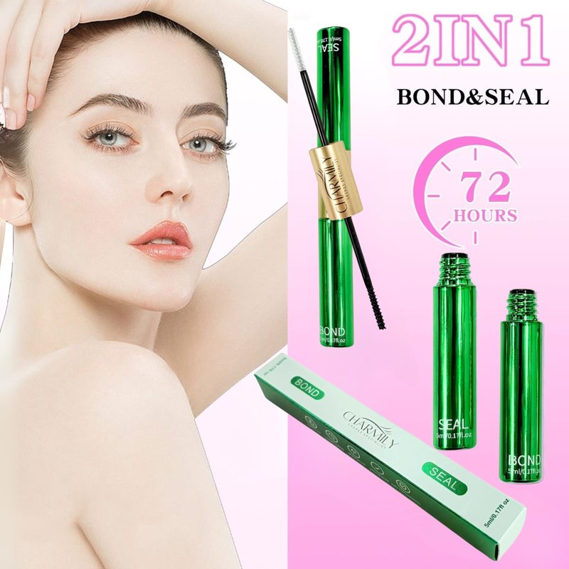 Charmily Lash Cluster Glue, Bond and Seal for Eyelash Clusters, 5ml+5ml, Waterproof, 2-in-1 Home Use, Strong Hold for 72H