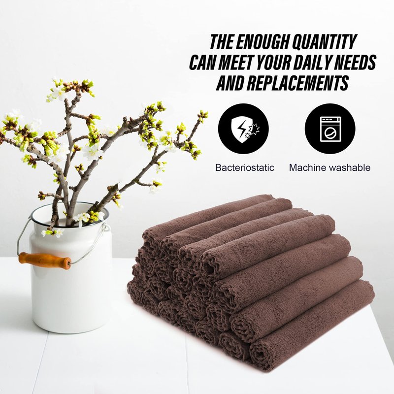 MOONQUEEN Ultra Soft Premium Washcloths Set - 12 x 12 inches - 72 Pack - Quick Drying - Highly Absorbent Coral Velvet Bathroom Wash Clothes (Wood Brown)