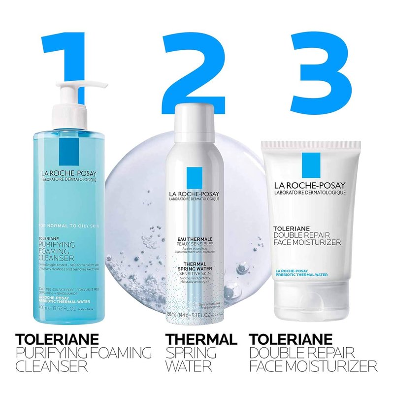 La Roche-Posay Toleriane Foaming Facial Cleanser - Oil-Free Face Wash with Niacinamide & Ceramides for Sensitive Skin