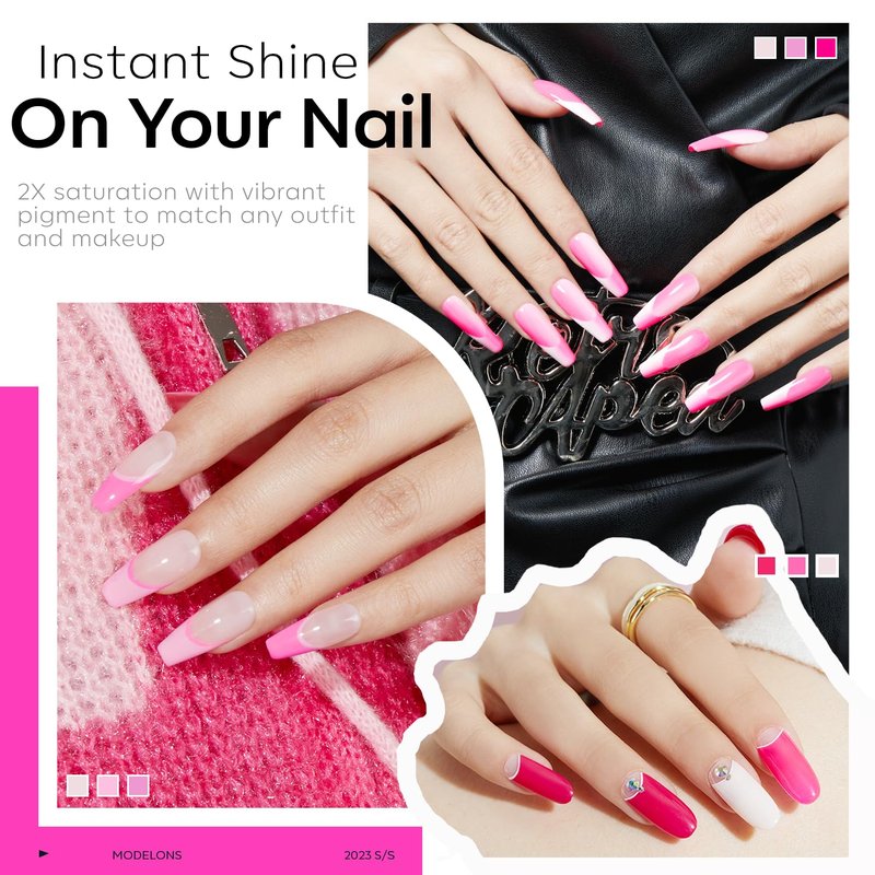 modelones Pink Gel Nail Polish Set- 6 Colors 2026 Summer Spring Pastel Hot Pink Tones Neon Milk Pink White Gel Polish Magenta Light Soft to Dark LED Nail Art for Nail Lovers Gift DIY Starter Kit