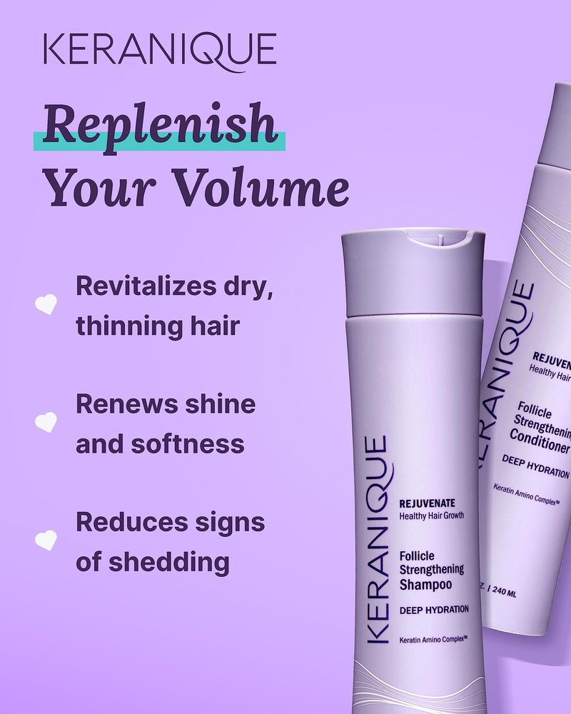 Keranique Deep Hydration Shampoo and Conditioner Set for Dry, Thinning Hair – Keratin, Biotin & Niacinamide – Moisturizing, Strengthening & Volumizing – Sulfate and Paraben Free Keratin Amino Complex™