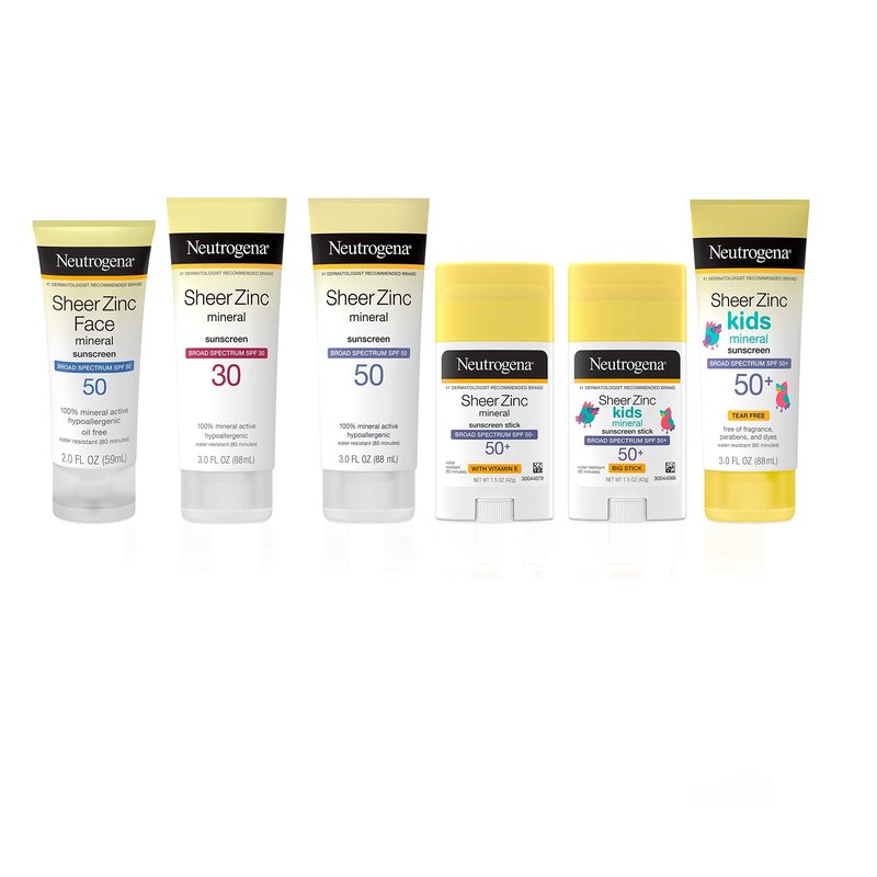 Neutrogena Mineral Sunscreen Sheer Zinc Oxide Dry-Touch Lotion, Broad Spectrum Sunblock SPF 50, Water Resistant Sunscreen For Sensitive Skin, 3 fl. oz, 3 Pack
