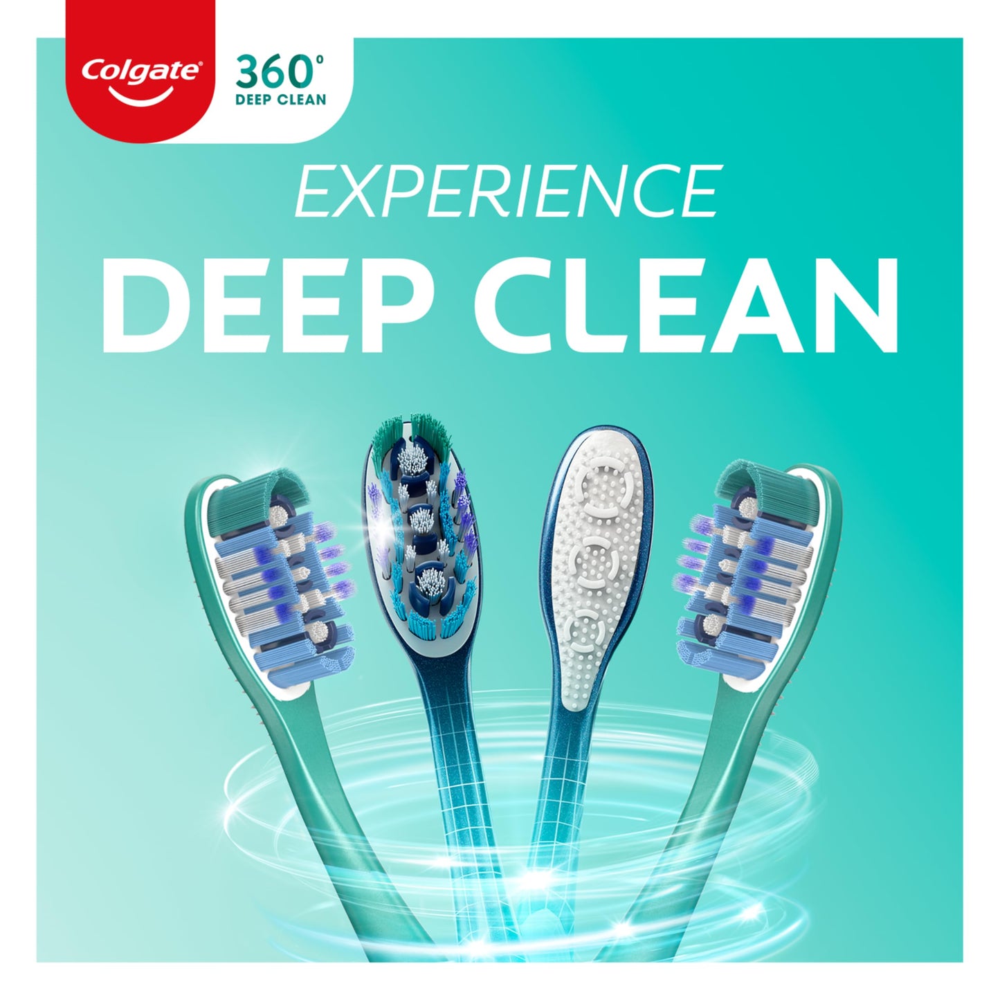 Colgate 360 Whole Mouth Toothbrush, Adult Toothbrushes Medium Bristles, Helps Remove Bad Breath Bacteria and Plaque, Medium Toothbrush Pack, Includes Cheek and Tongue Cleaner, 4 Pack