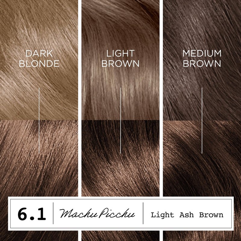 Clairol ColorStrong Permanent Hair Dye, Ammonia‑Free, PPD‑Free, 100% Gray Coverage with Bonding System, 6.1 Light Ash Brown - Machu Picchu Hair Color, Pack of 1