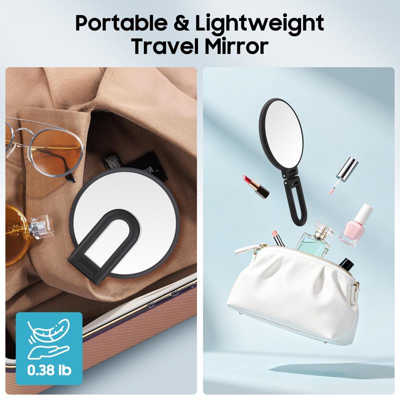B Beauty Planet 40X Magnifying Mirror, Hand Mirror for Makeup, Double Sided with 40X/1X Magnification, Travel Essential, Portable Foldable for Desktop and Bathroom, Gift for Women, Frosted Black