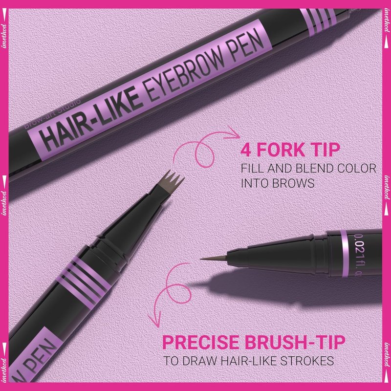 iMethod Eyebrow Pen - 2-in-1 Microblading Eyebrow Pencil with Fork-Tip & Brush-Tip | Light Brown, Long-Lasting Natural Look
