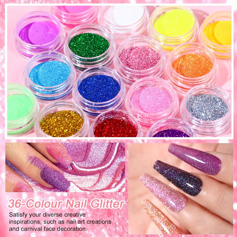 Skiennix Acrylic Nail Kit - Clear White & Pink Powder with Files, Brushes, Tips | Starter Set for Home & Salon