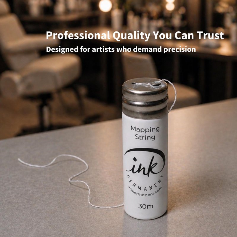 Ink Permanent White Brow Mapping String [100 Ft Bottles - 30 m] Pre-Inked String for Permanent Makeup and Microblading Supplies, Brow Mapping Kit, Eyebrow Thread for Shaping (White)
