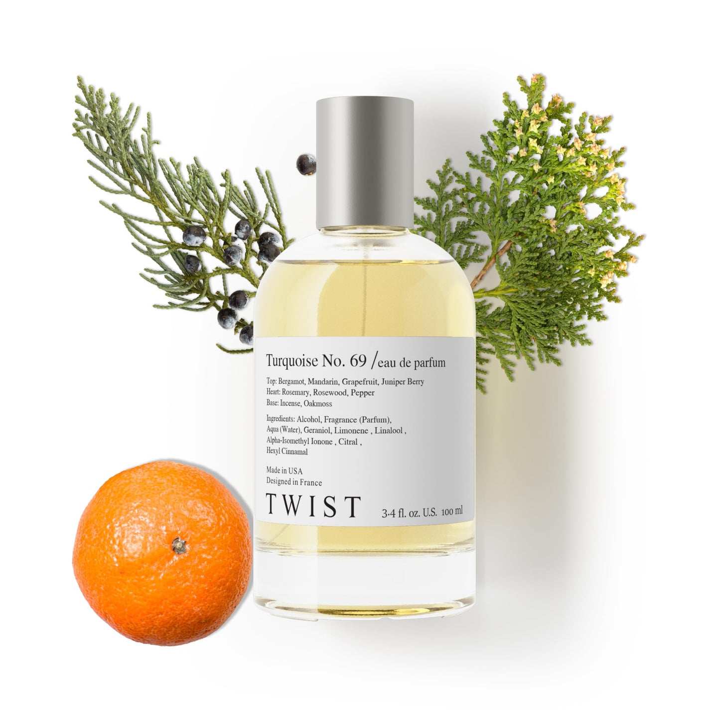 Twist Turquoise No. 69 - Eau De Parfum Inspired by DG Light Blue for Men, Long-Lasting Perfume For Men, Grapefruit & Bergamot, Vegan, Clean Ingredients, Fragrance - Spray 100 ml | 3.4 fl. oz.