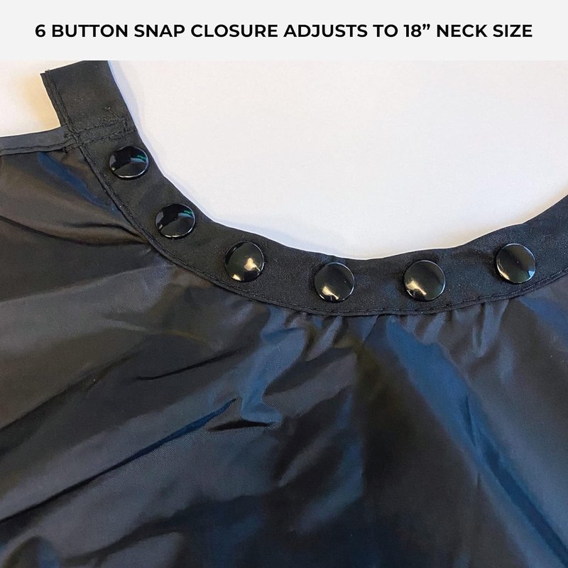 Professional Hair Salon Styling Cape - Low Fluorine Poly Material, Adjustable Snap Closure | 58” L x 47” W, Black