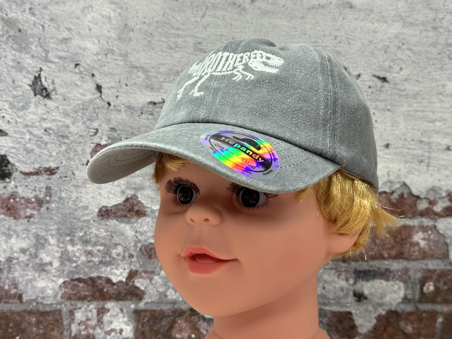 Hepandy T-Rex Skeleton Hat for Boys, Big Brother Gifts for Kids, Washed Gray Tyrannosaurus Baseball Cap Adjustable Hat